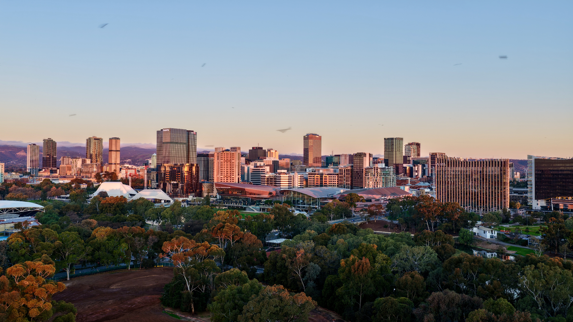 Adelaide city skyline viewed from the hills